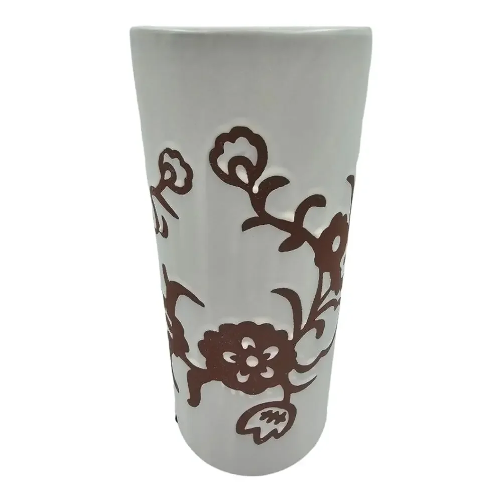 Pier 1 Terracotta Vase excellent condition white and brown
